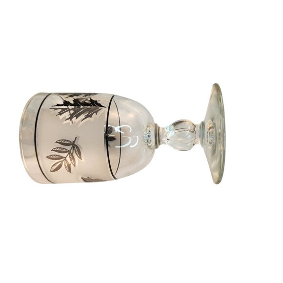 Libbey Frosted Silver Leaves Goblets Mint Condition Set Of 6 Vintage - Picture 7 of 13